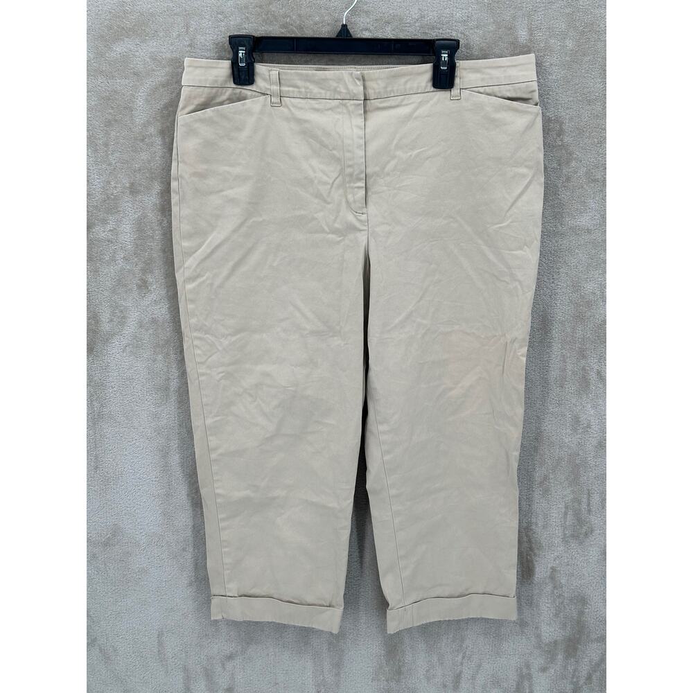 Jones New York Pants Womens Plus 16 Tan Khaki Crop Cotton Stretch Office Casual
